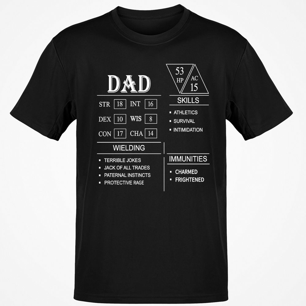 Dad Stat Block Classic Unisex T-Shirt - Black - 1
