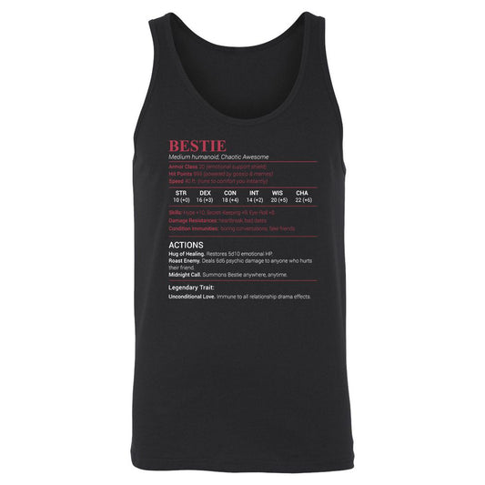 Bestie Stats Unisex Jersey Tank - Black - 1