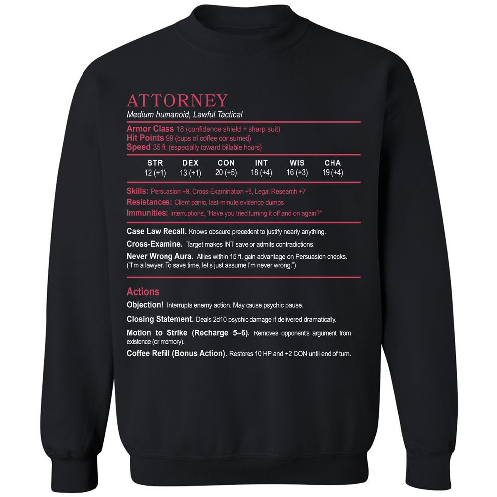 Attorney Classic Unisex Sweatshirt - Black - 1