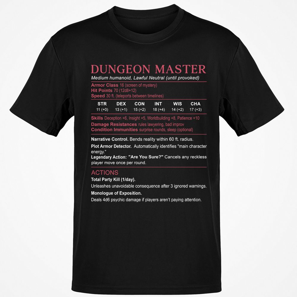 Dungeon Master Stats Classic Unisex T-Shirt - Black - 1