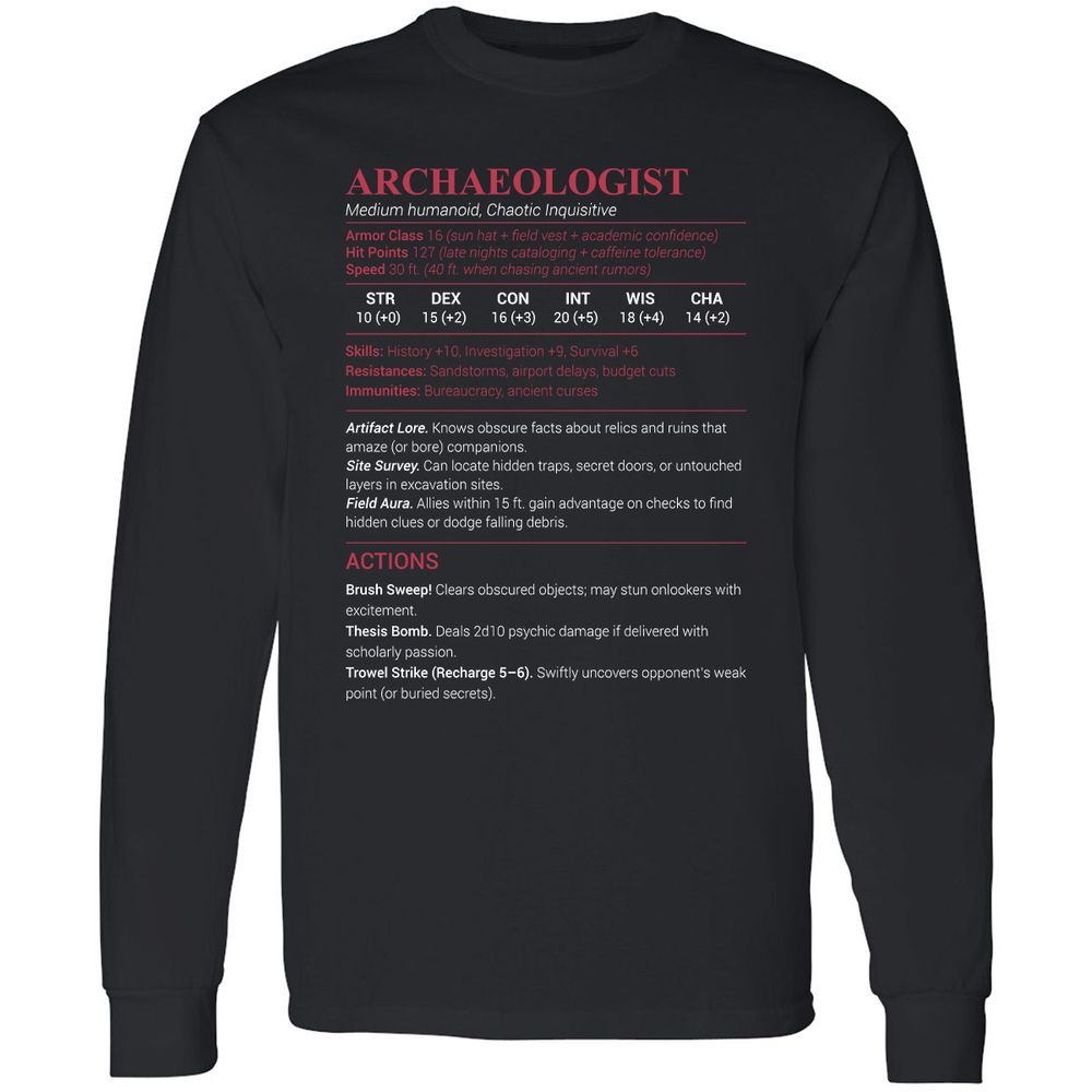 ARCHAEOLOGIST Long Sleeve T-Shirt - Black - 1