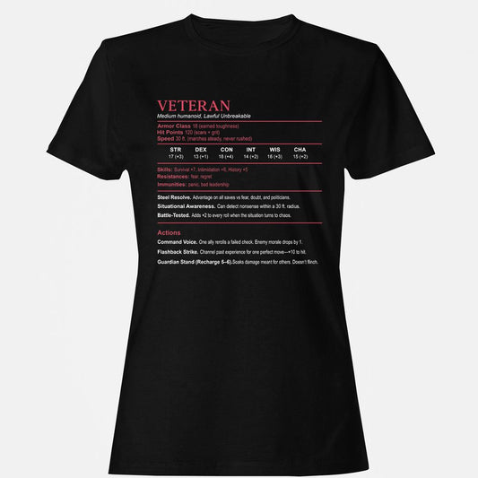 Veteran Stats Women's T-Shirt - Black - 1
