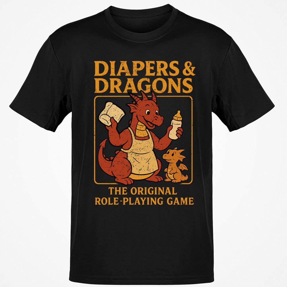 Diapers & Dragons Classic Unisex T-Shirt - Black - 1