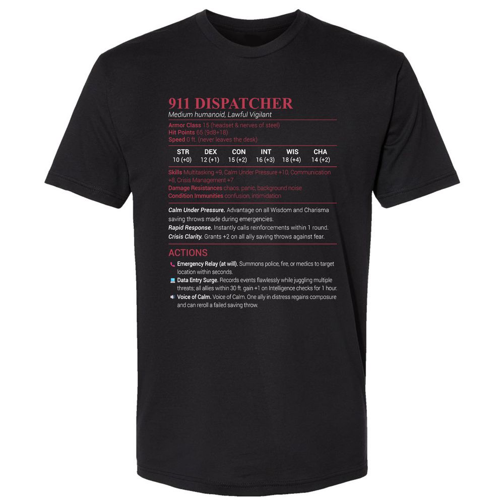 911 Dispatcher Premium Unisex T-Shirt - Black - 1