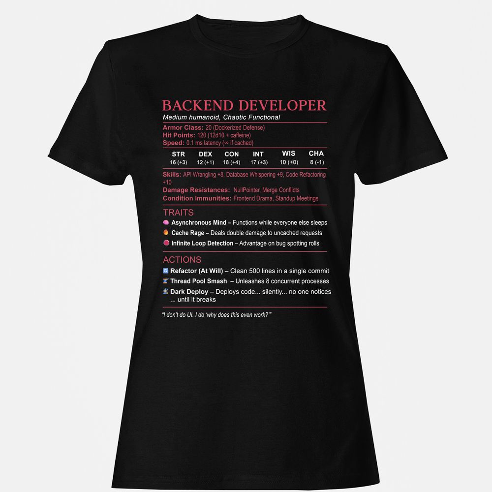 Backend Developer Stats Women's T-Shirt - Black - 1