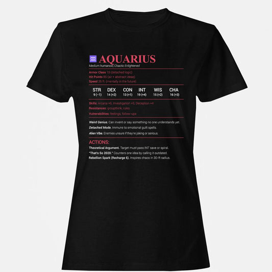 Aquarius Stats Women's T-Shirt - Black - 1