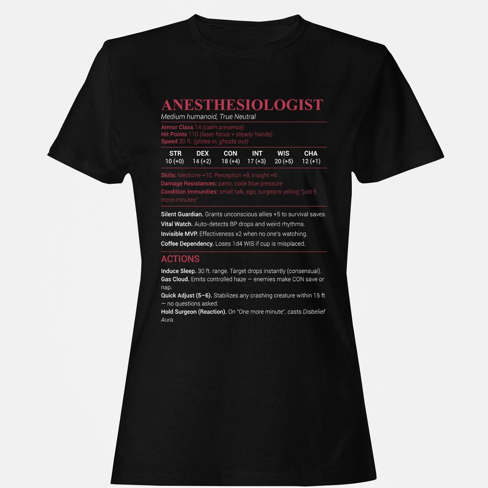 Anesthesiologist Stats Women's T-Shirt - Black - 1