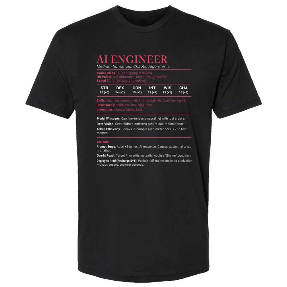 AI Engineer Stats Premium Unisex T-Shirt - Black - 1