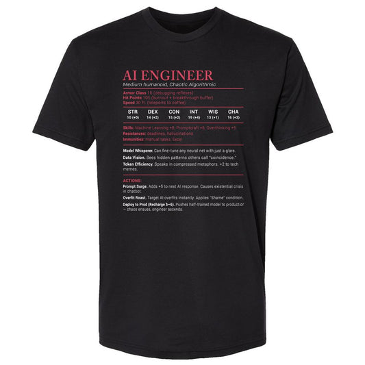AI Engineer Stats Premium Unisex T-Shirt - Black - 1