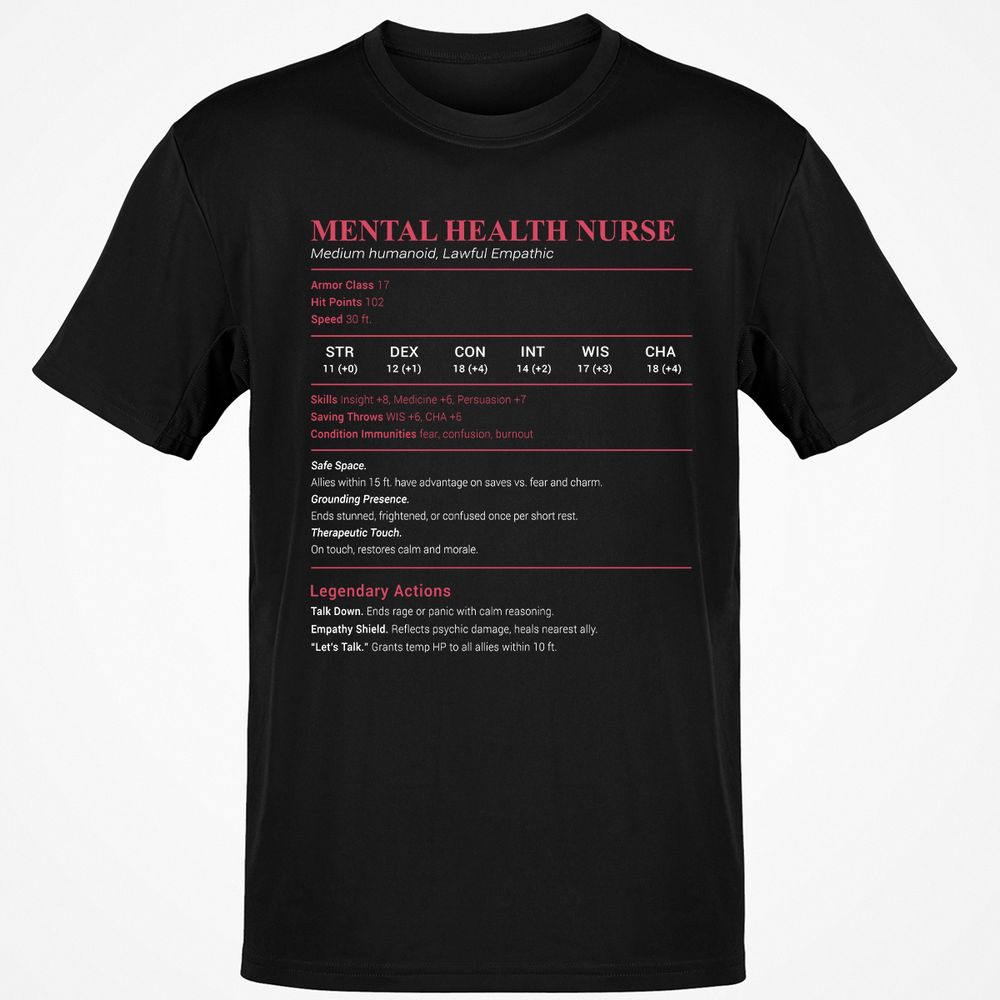 Mental Health Nurse Stats Classic Unisex T-Shirt - Black - 1