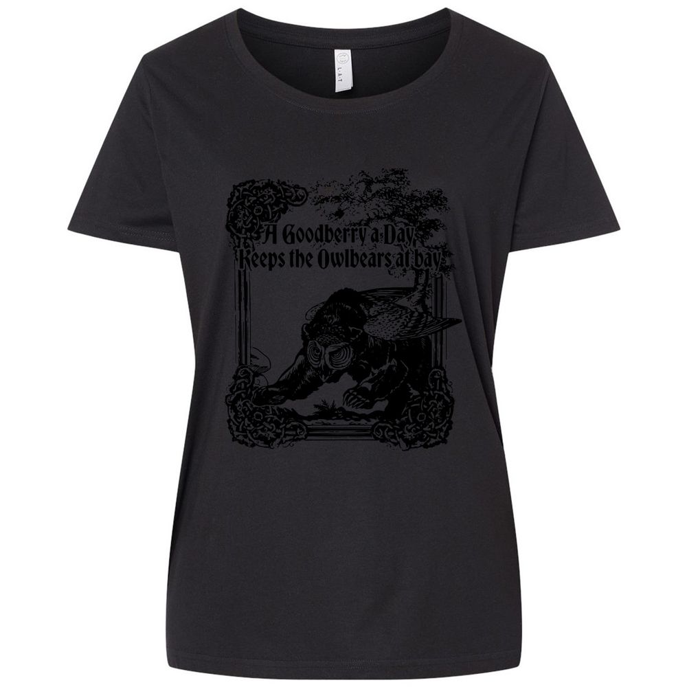 A Goodberry A Day Keeps The Owlbears At Bay Ladies Curvy Jersey - Blended Black - 1