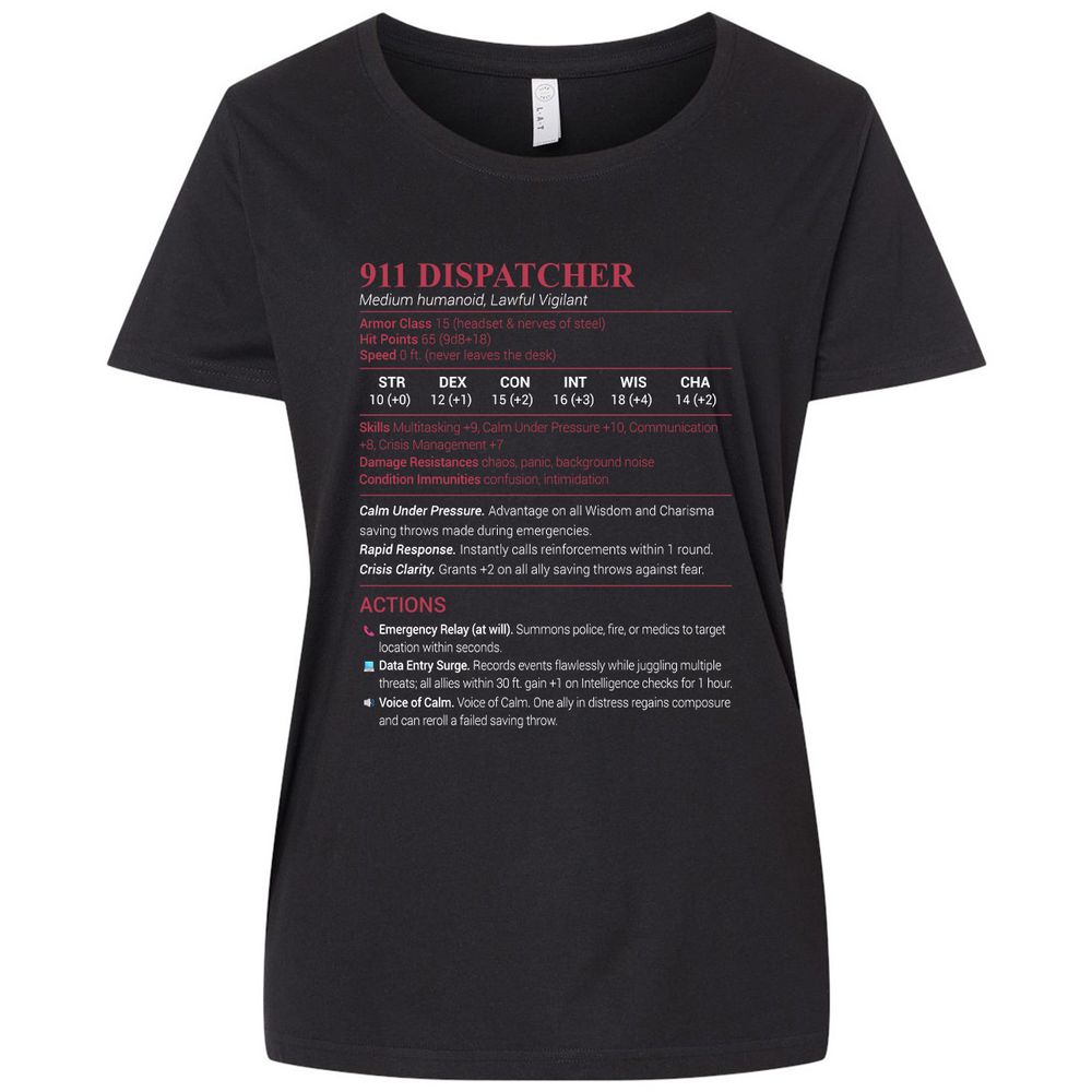 911 Dispatcher Ladies Curvy Jersey - Blended Black - 1