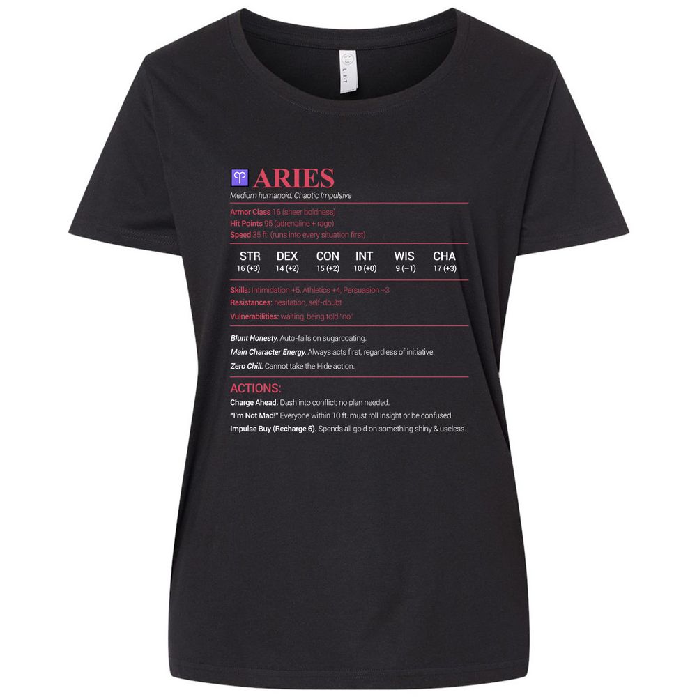 Aries Stats Ladies Curvy Jersey - Blended Black - 1