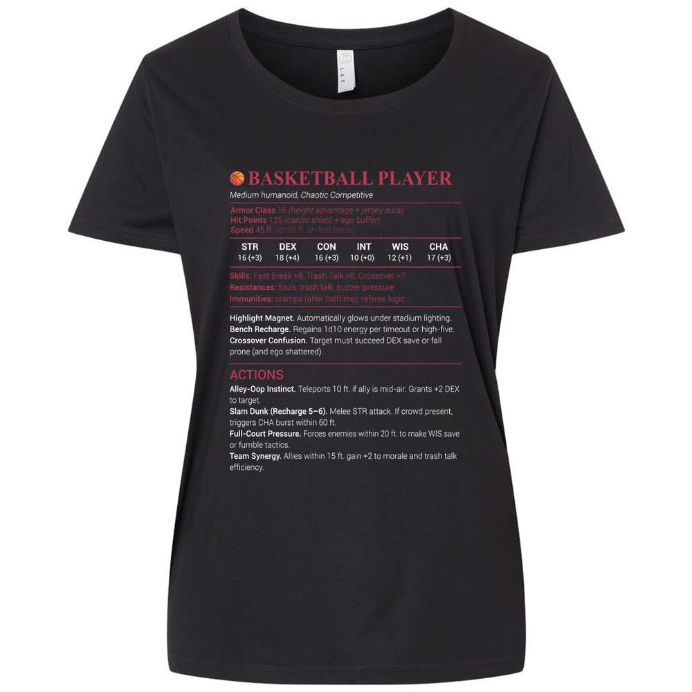 Basketball Player Ladies Curvy Jersey - Blended Black - 1