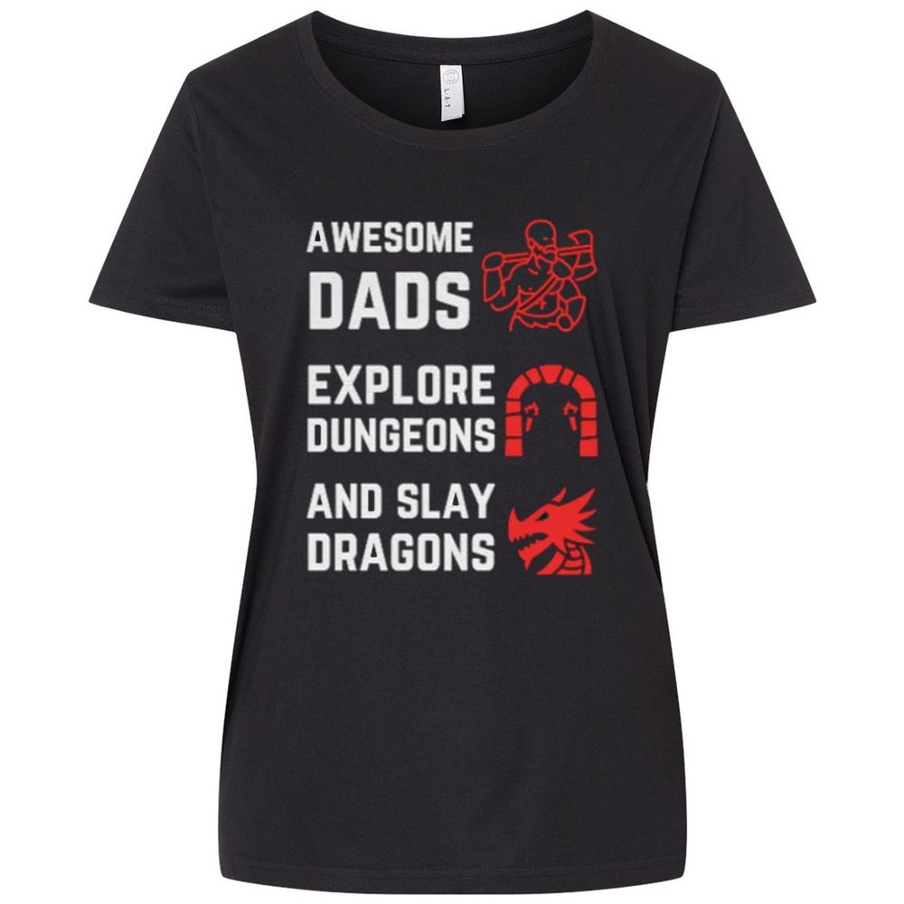 Awesome Dad Fathers Day Ladies Curvy Jersey - Blended Black - 1