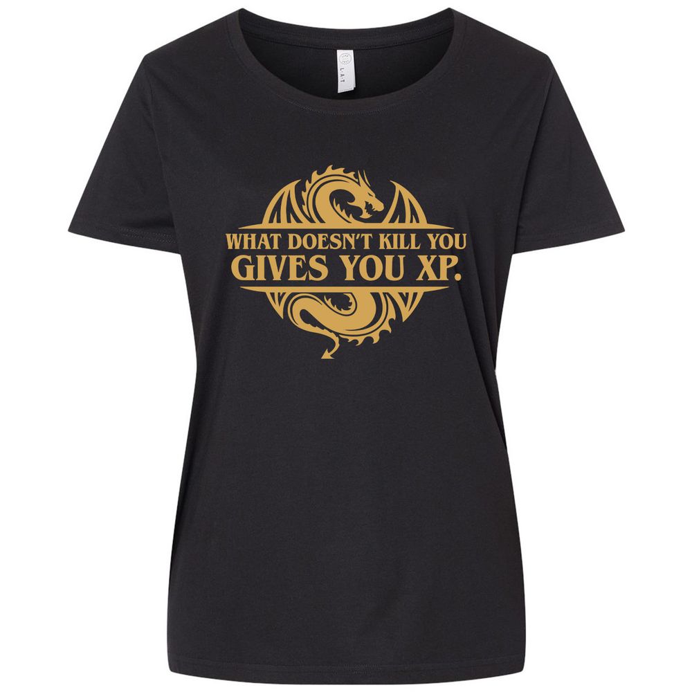 What Doesn't Kill You Gives You XP Ladies Curvy Jersey - Blended Black - 1