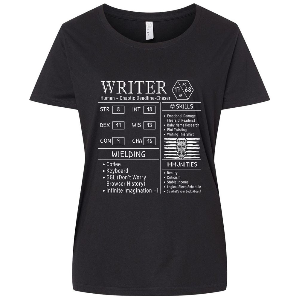 Writer Stats New Ladies Curvy Jersey - Blended Black - 1