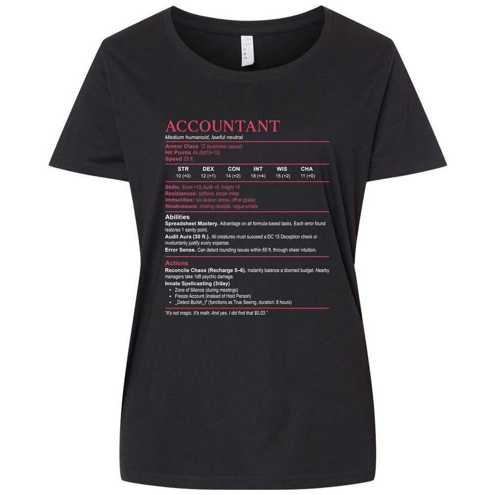 Accountant Stats Ladies Curvy Jersey - Blended Black - 1
