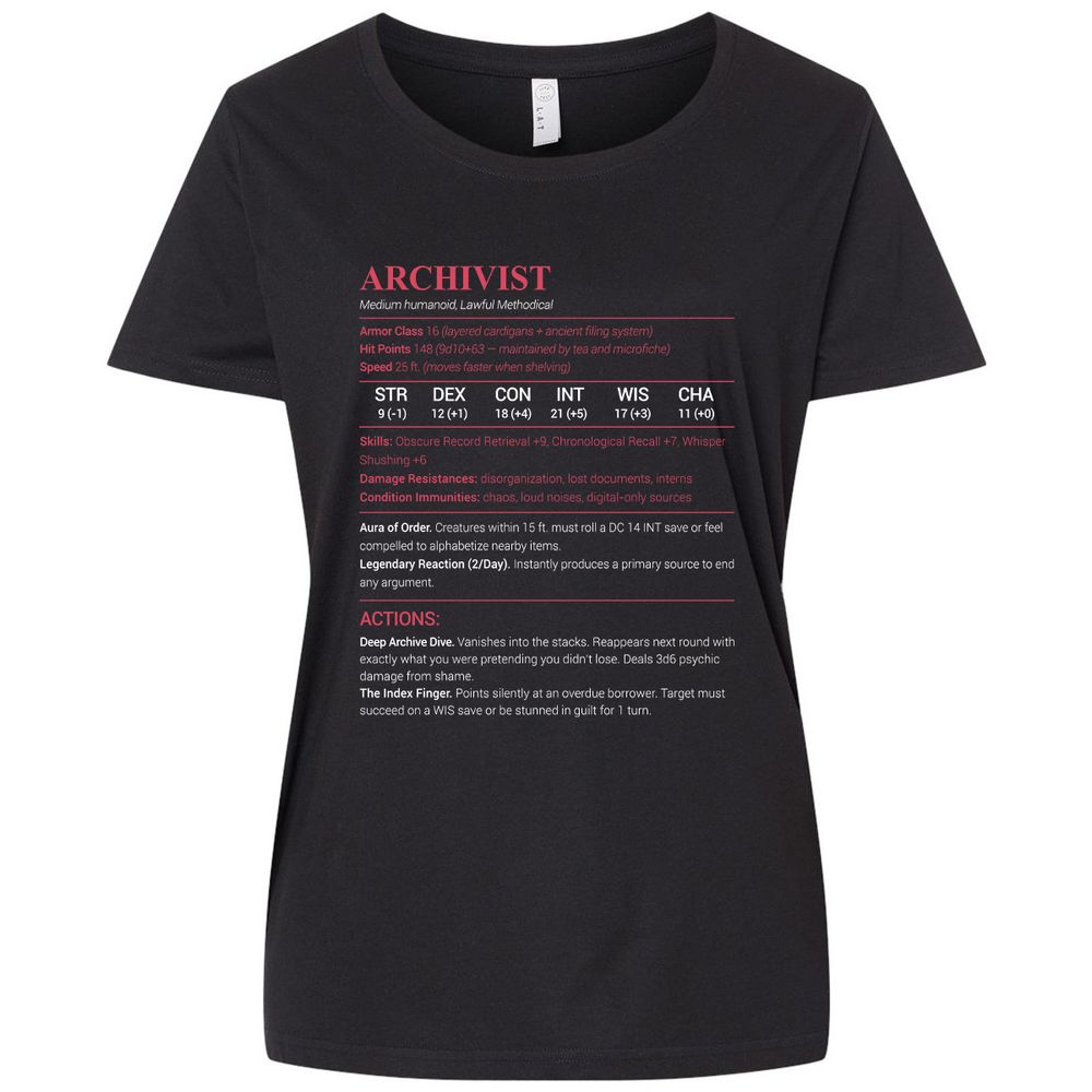 Archivist Stats Ladies Curvy Jersey - Blended Black - 1