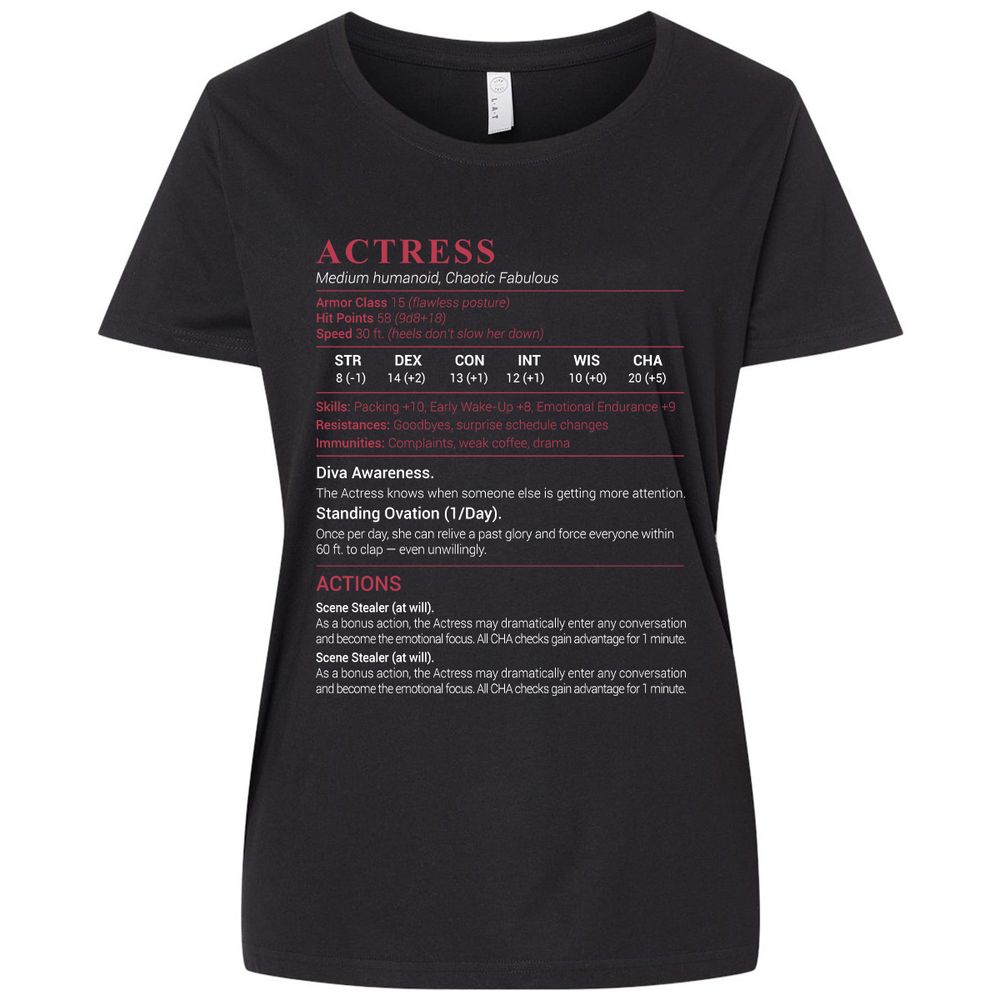 Actress Stats Ladies Curvy Jersey - Blended Black - 1
