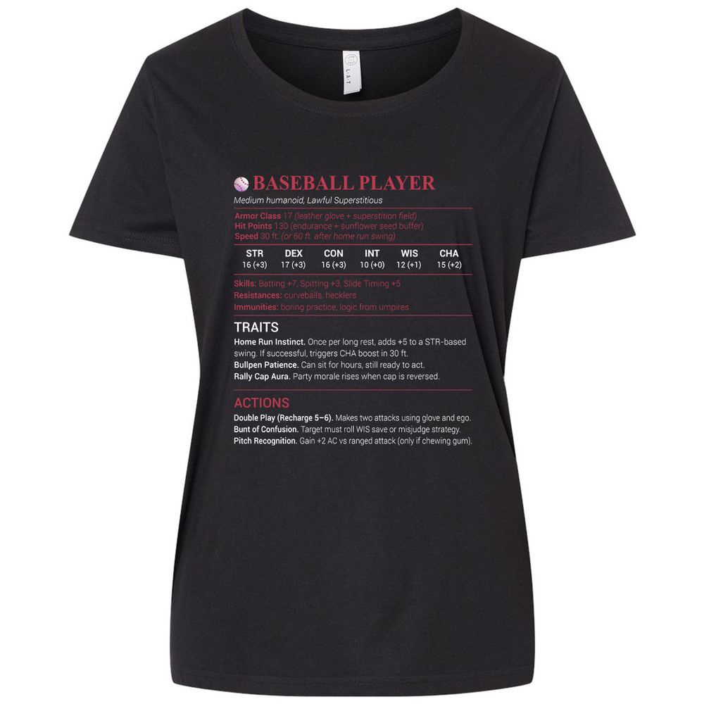 Baseball Player Ladies Curvy Jersey - Blended Black - 1