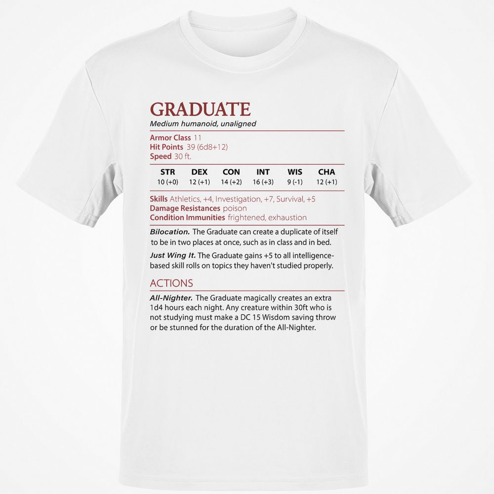 Graduate Stats Classic Unisex T-Shirt - White - 1