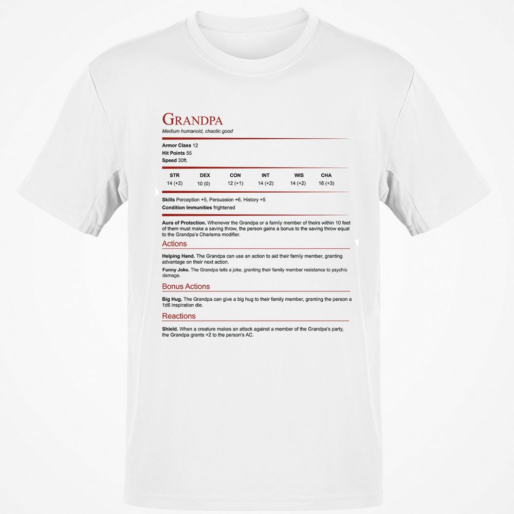 Grandpa Stat Block Classic Unisex T-Shirt - White - 1