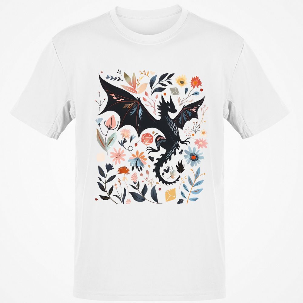 Floral DnD Dragon - White - 1