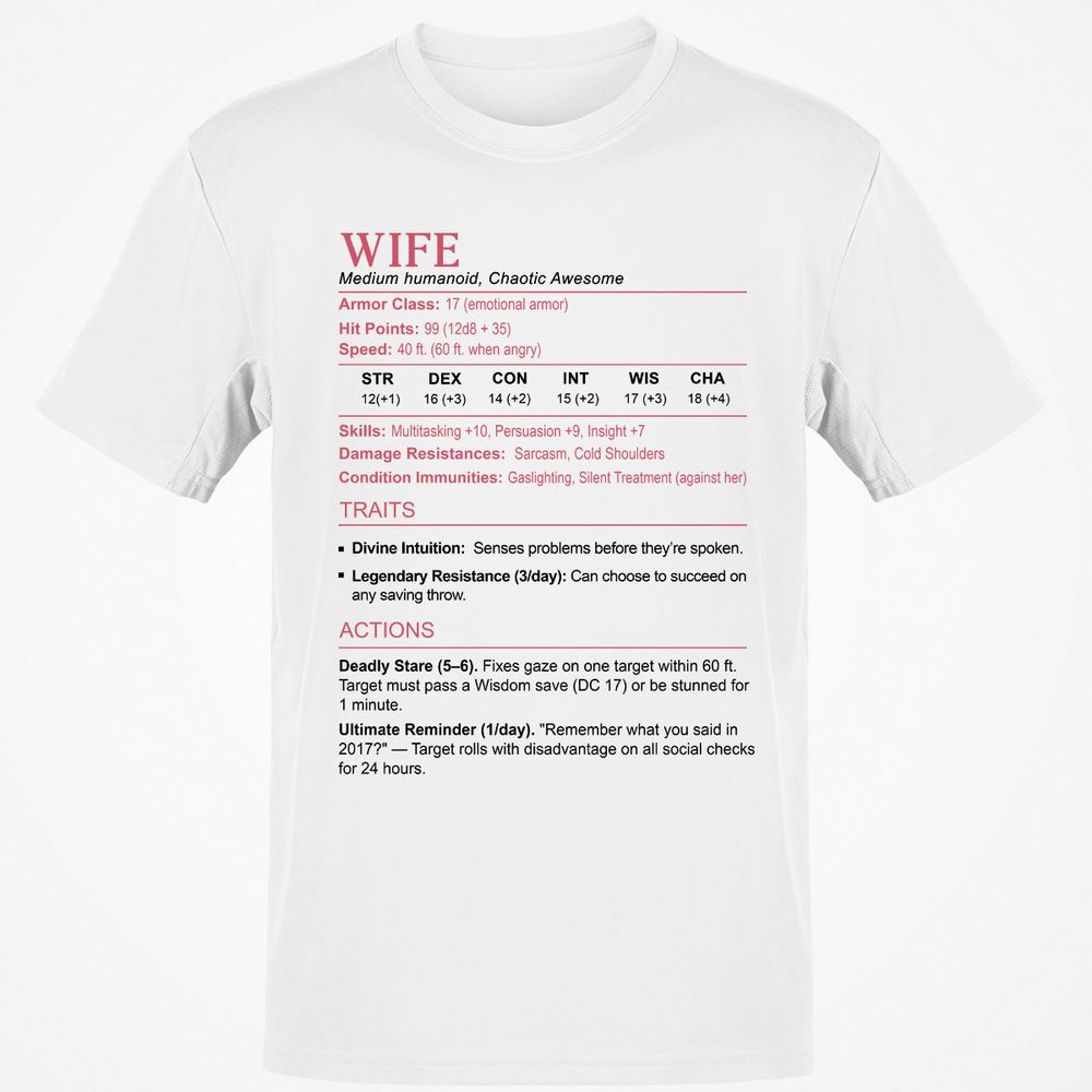 Wife Stats 2 Classic Unisex T-Shirt - White - 1
