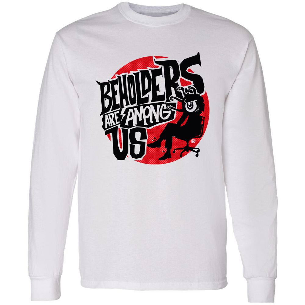 Beholders Are Among Us Long Sleeve T-Shirt - White - 1
