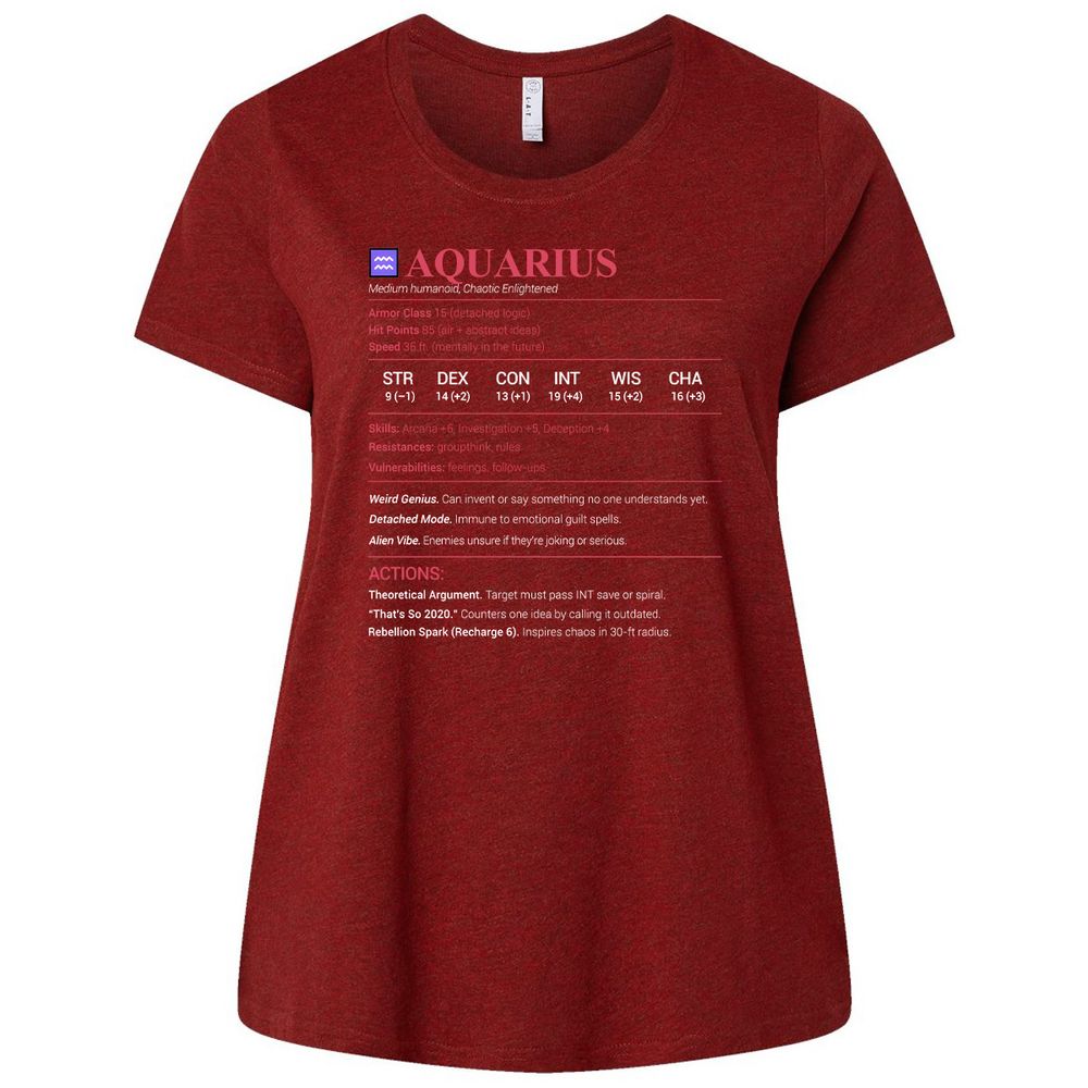 Aquarius Stats Ladies Curvy Jersey - Cardinal - 10