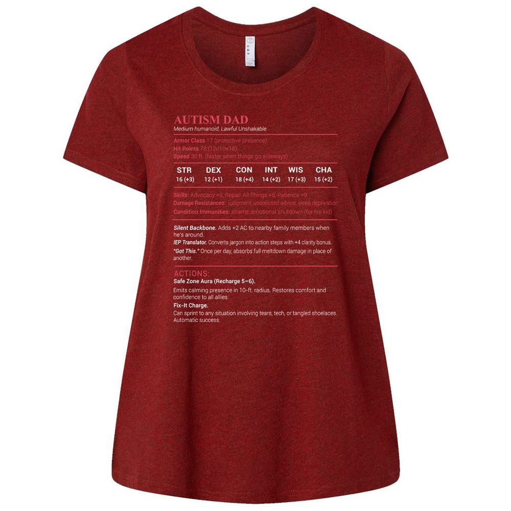 Autism Dad Ladies Curvy Jersey - Cardinal - 10