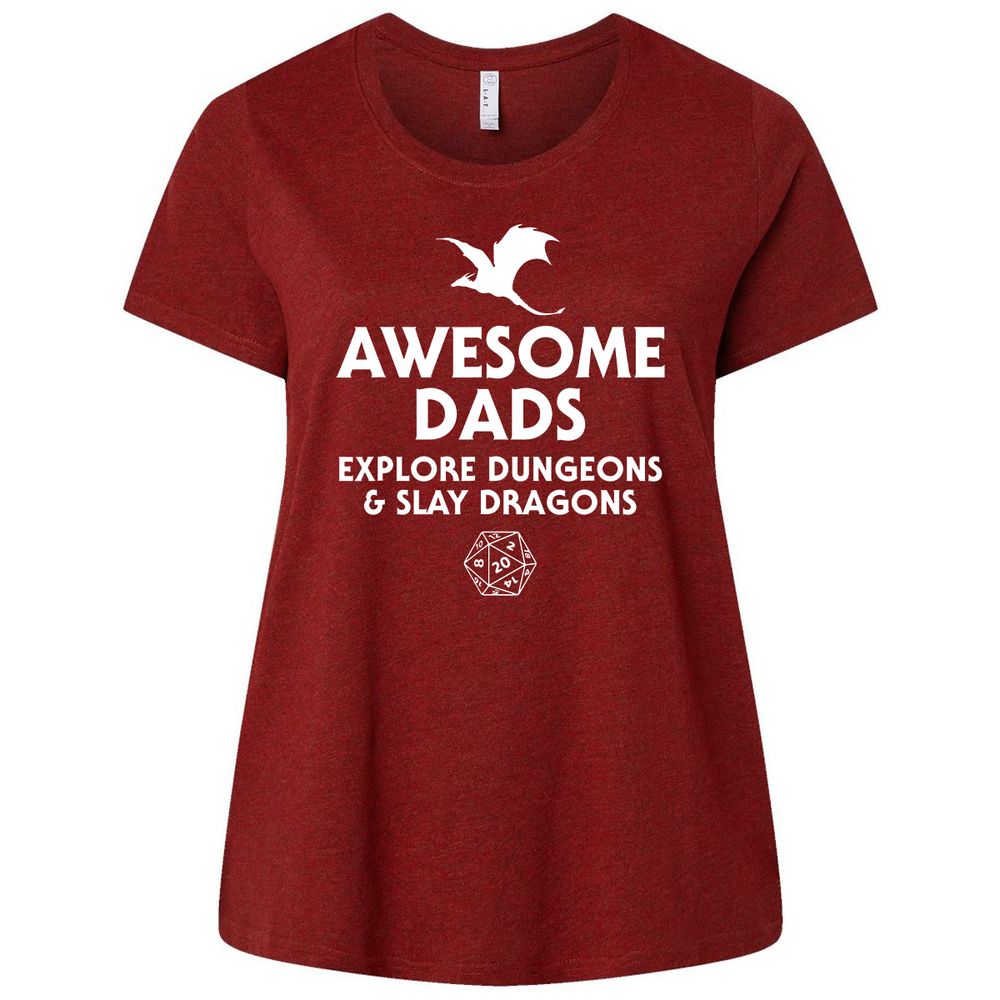 Awesome Dads Slay Dragons Ladies Curvy Jersey - Cardinal - 10