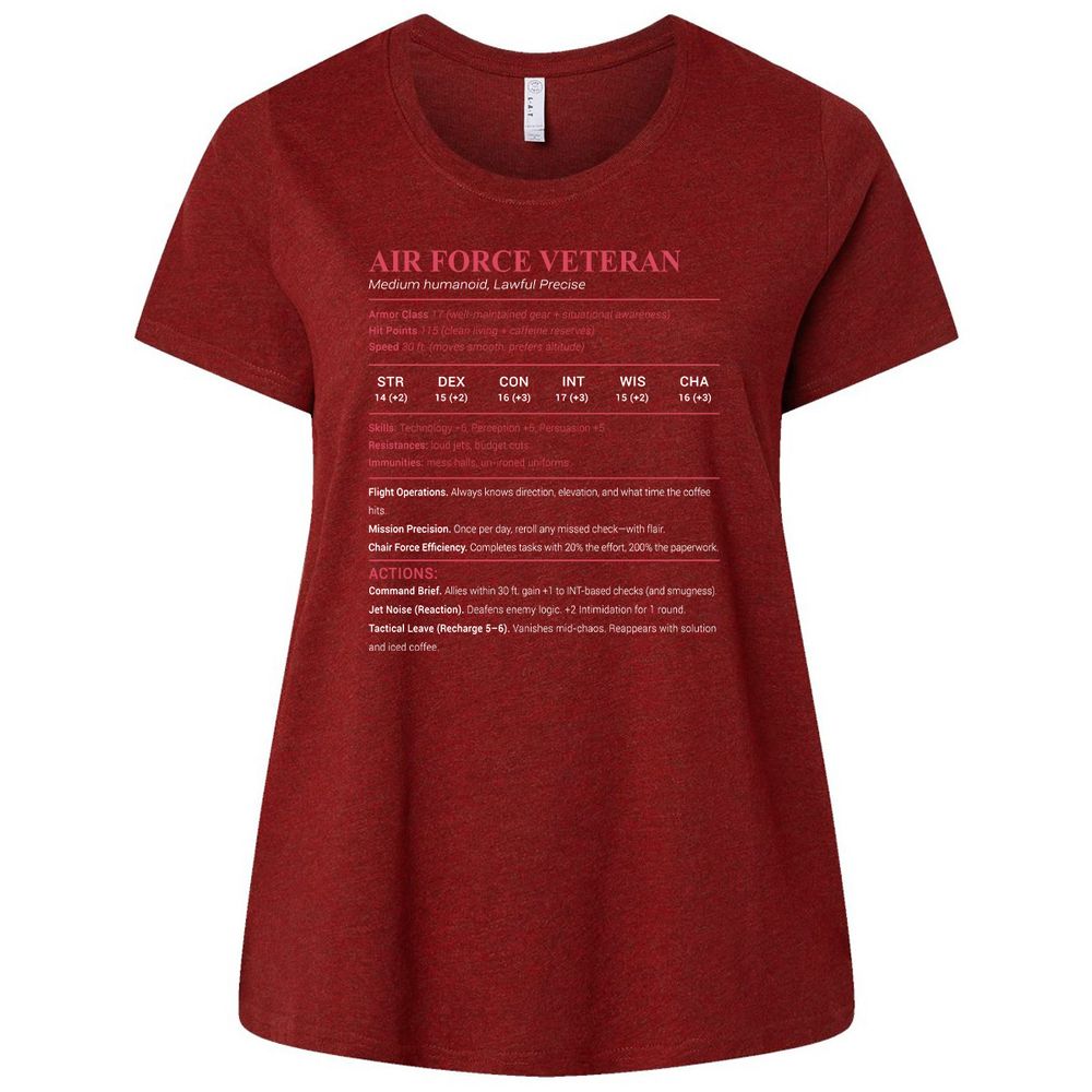 Air Force Veteran Ladies Curvy Jersey - Cardinal - 10