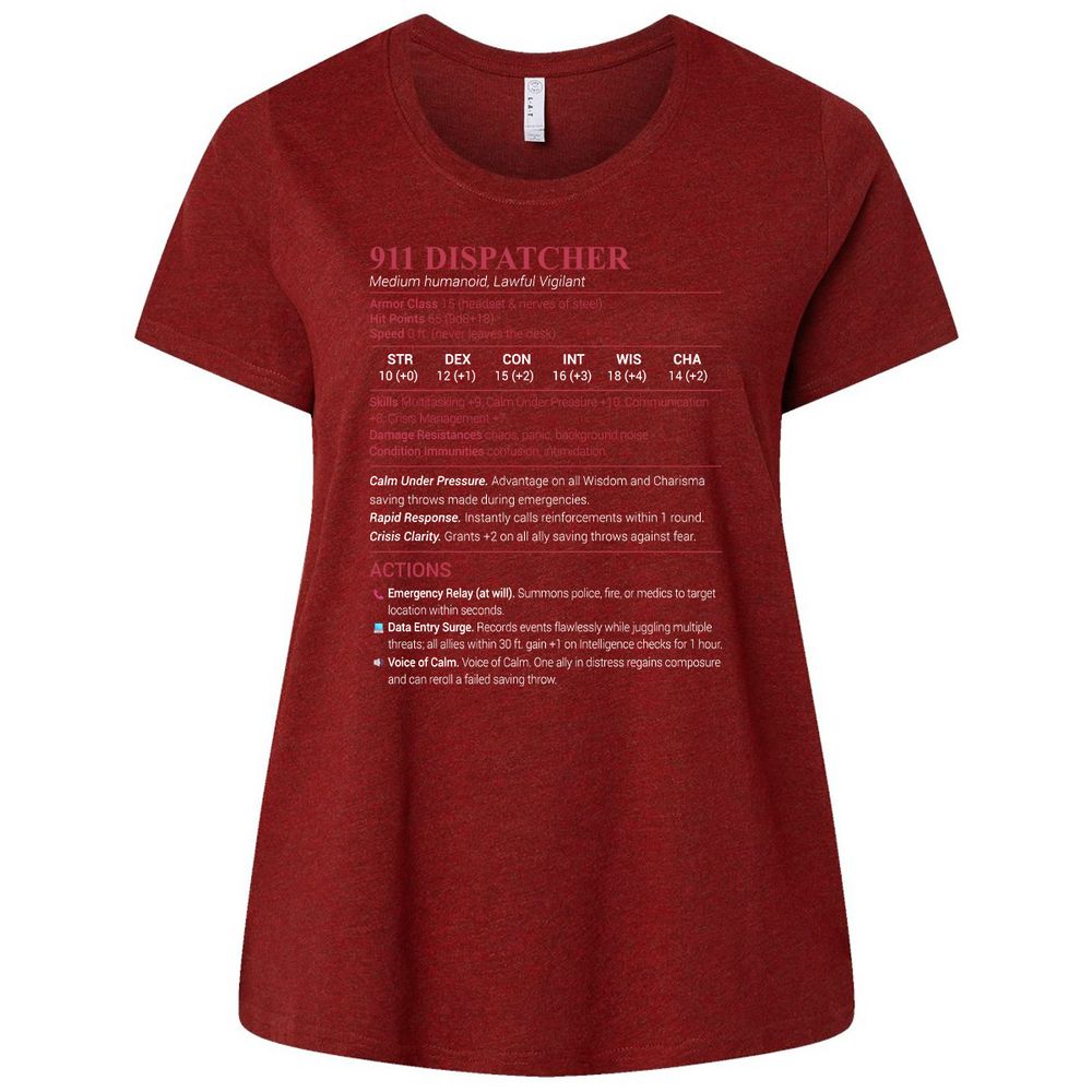 911 Dispatcher Ladies Curvy Jersey - Cardinal - 10