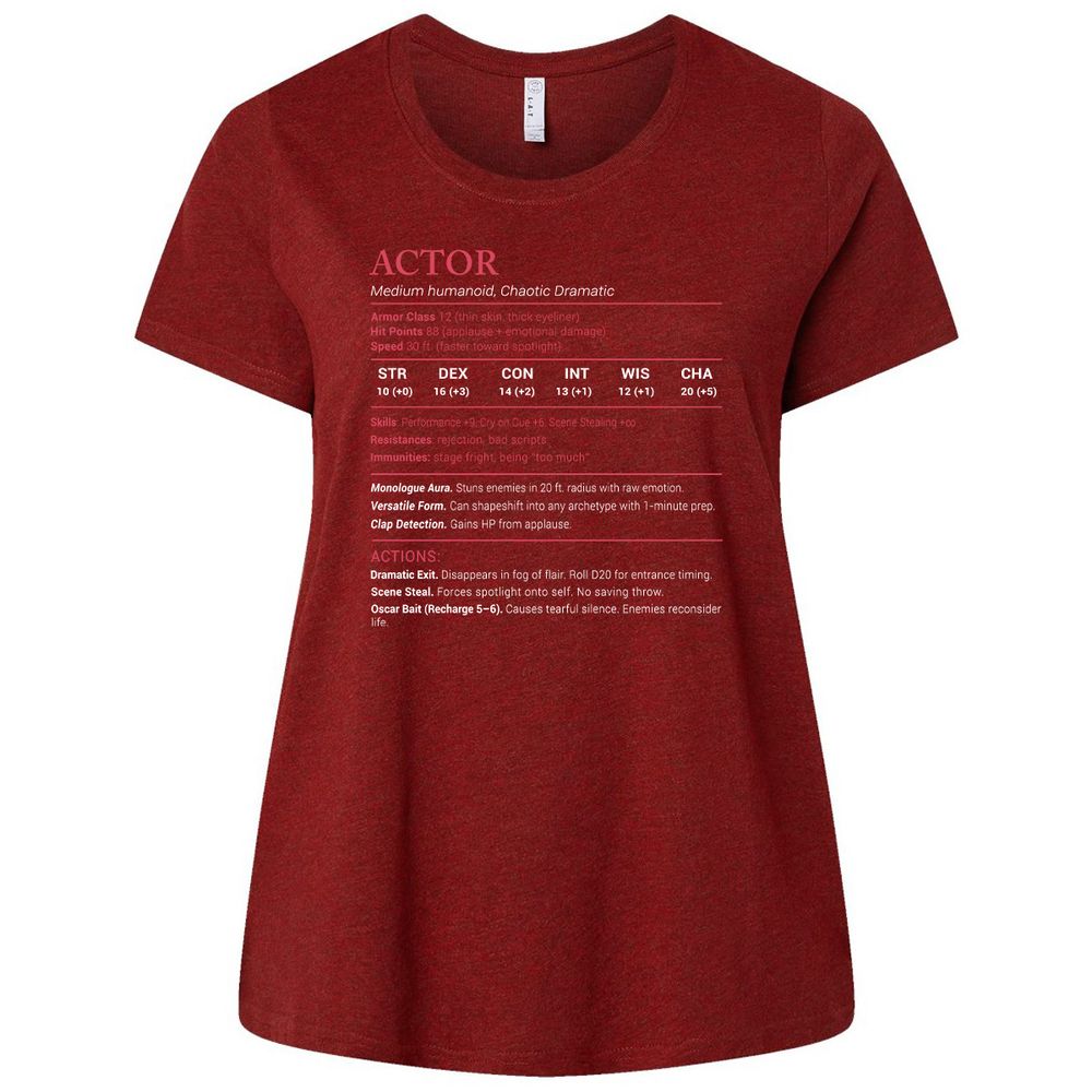 Actor Stats Ladies Curvy Jersey - Cardinal - 10