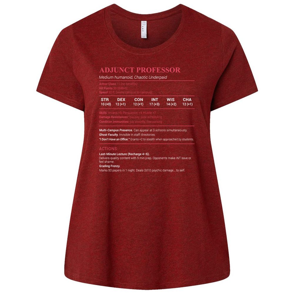 Adjunct Professor Stats Ladies Curvy Jersey - Cardinal - 10