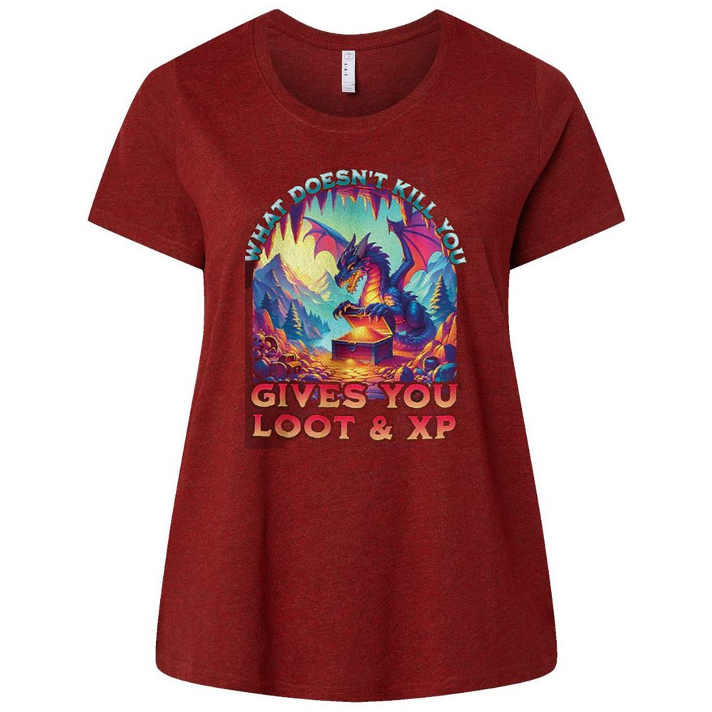 What Doesn't Kill You Give You Loot & XP Ladies Curvy Jersey - Cardinal - 10
