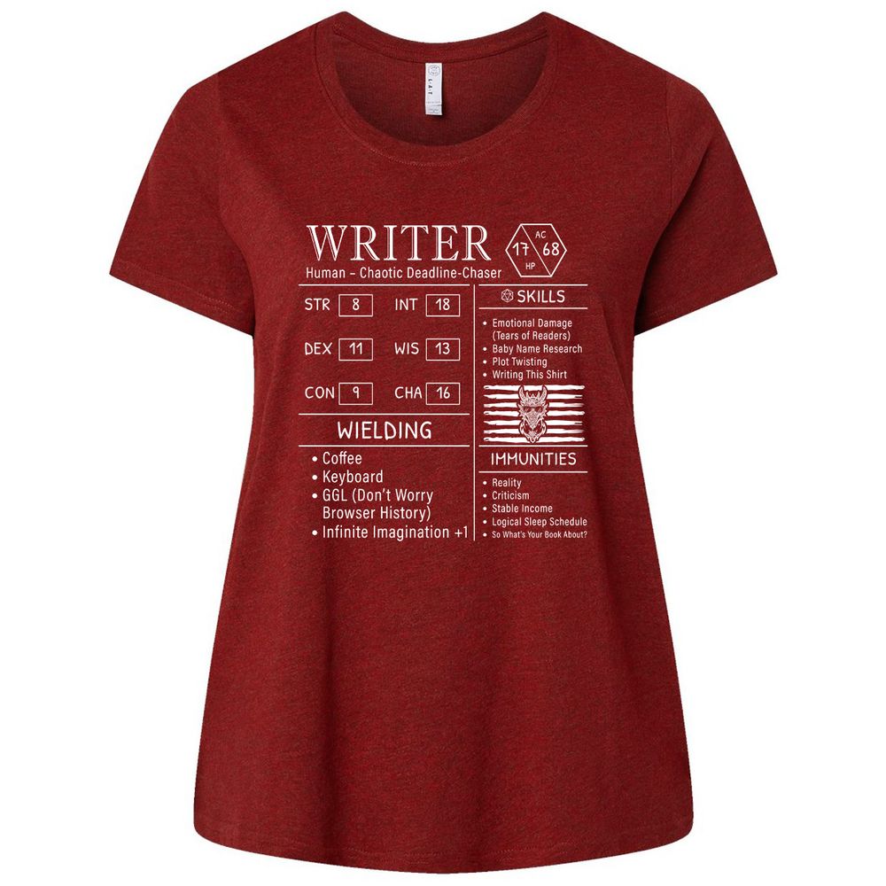 Writer Stats New Ladies Curvy Jersey - Cardinal - 10