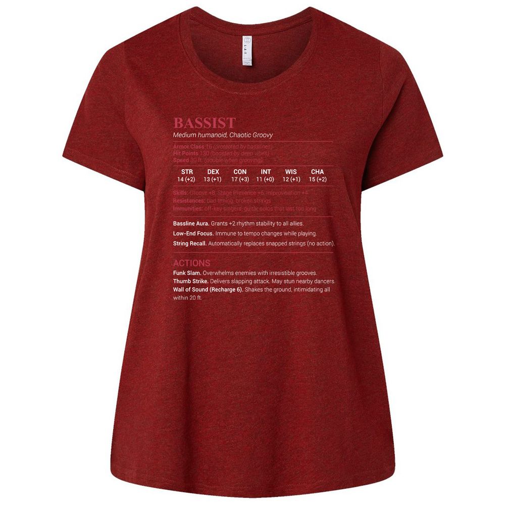 Bassist Stats Ladies Curvy Jersey - Cardinal - 10