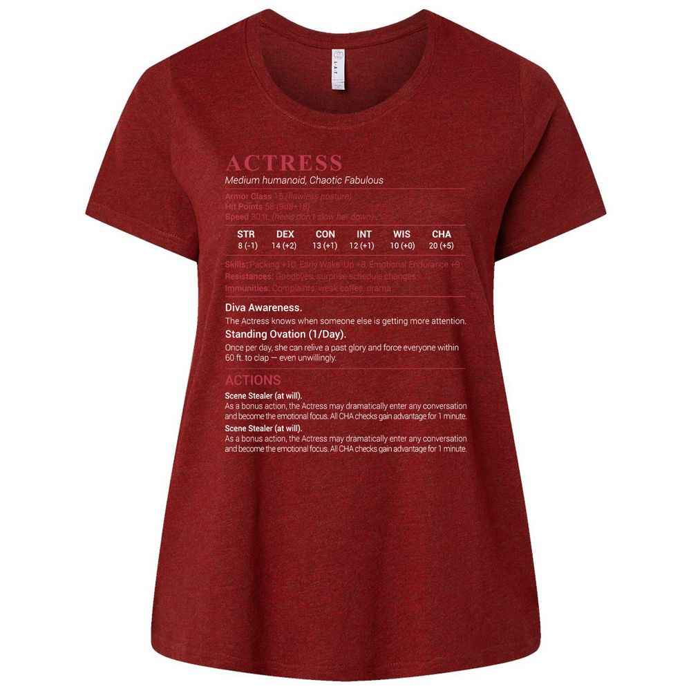 Actress Stats Ladies Curvy Jersey - Cardinal - 10