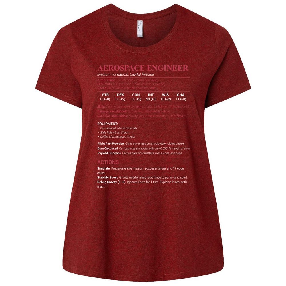 Aerospace Engineer Ladies Curvy Jersey - Cardinal - 10