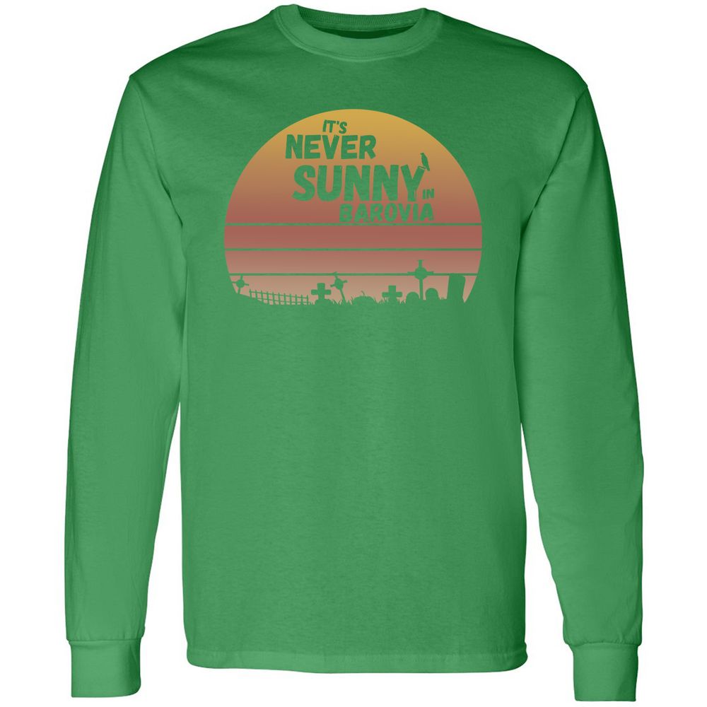 Vintage It's Never Sunny In Barovia Long Sleeve T-Shirt - Irish Green - 10