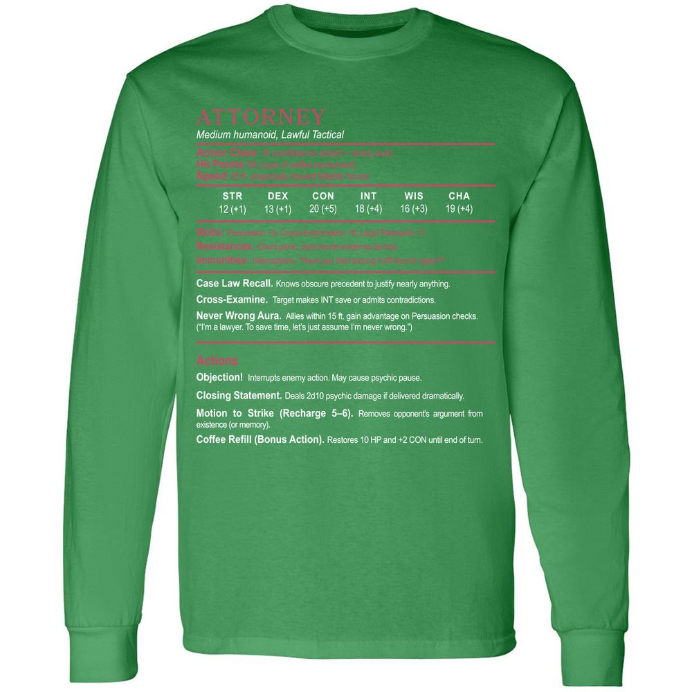 Attorney Long Sleeve T-Shirt - Irish Green - 10