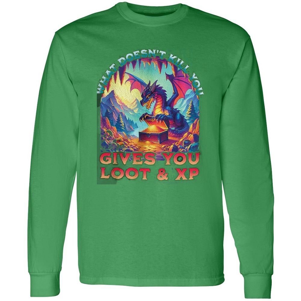 What Doesn't Kill You Give You Loot & XP Long Sleeve T-Shirt - Irish Green - 10