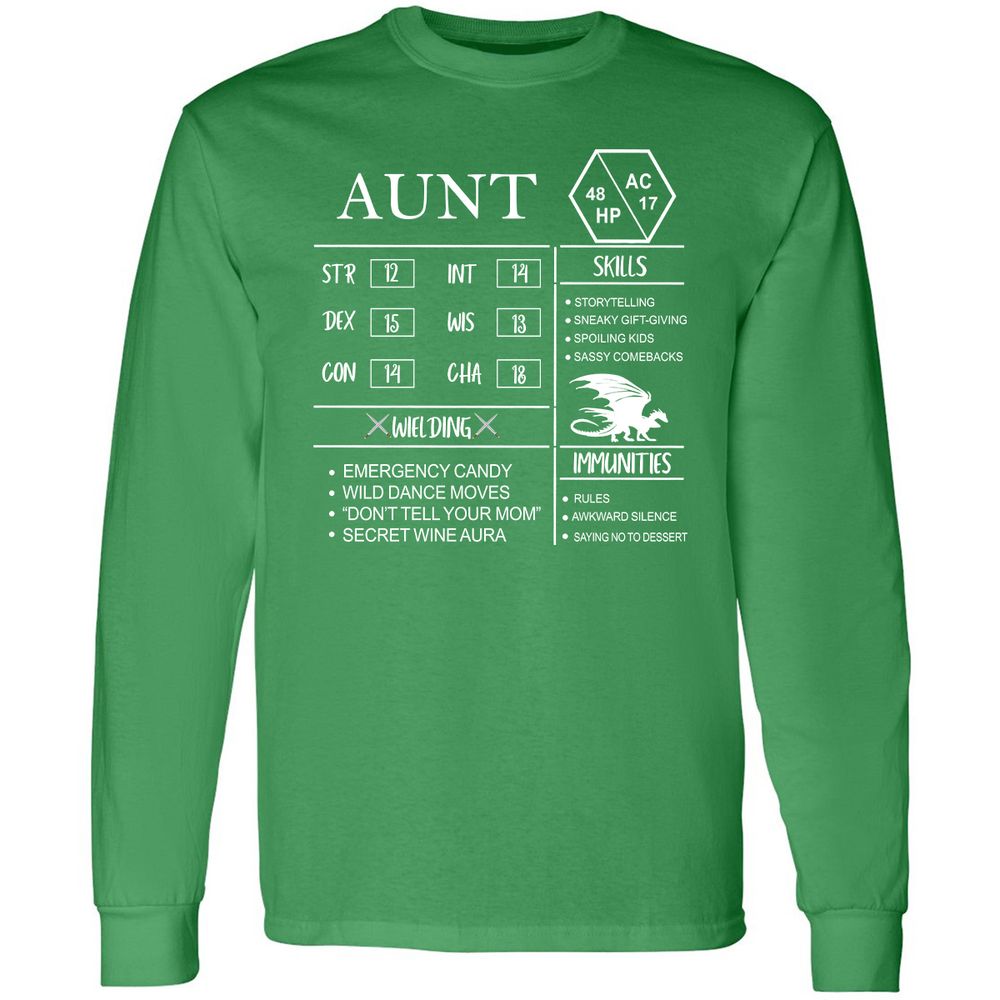 Aunt Stats Long Sleeve T-Shirt - Irish Green - 10