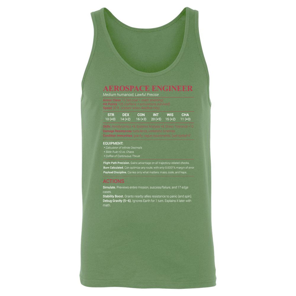 Aerospace Engineer Unisex Jersey Tank - Leaf - 10