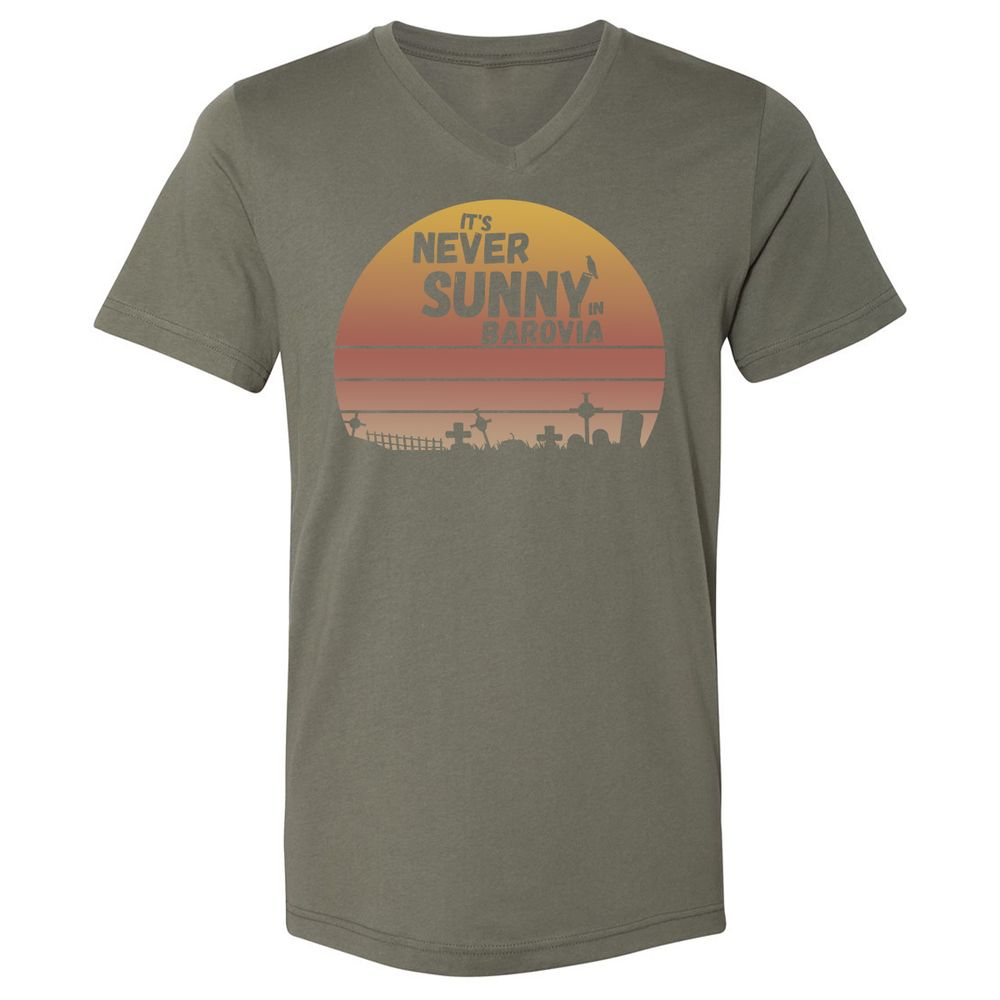 Vintage It's Never Sunny In Barovia Unisex V-Neck T-Shirt - Military Green - 10