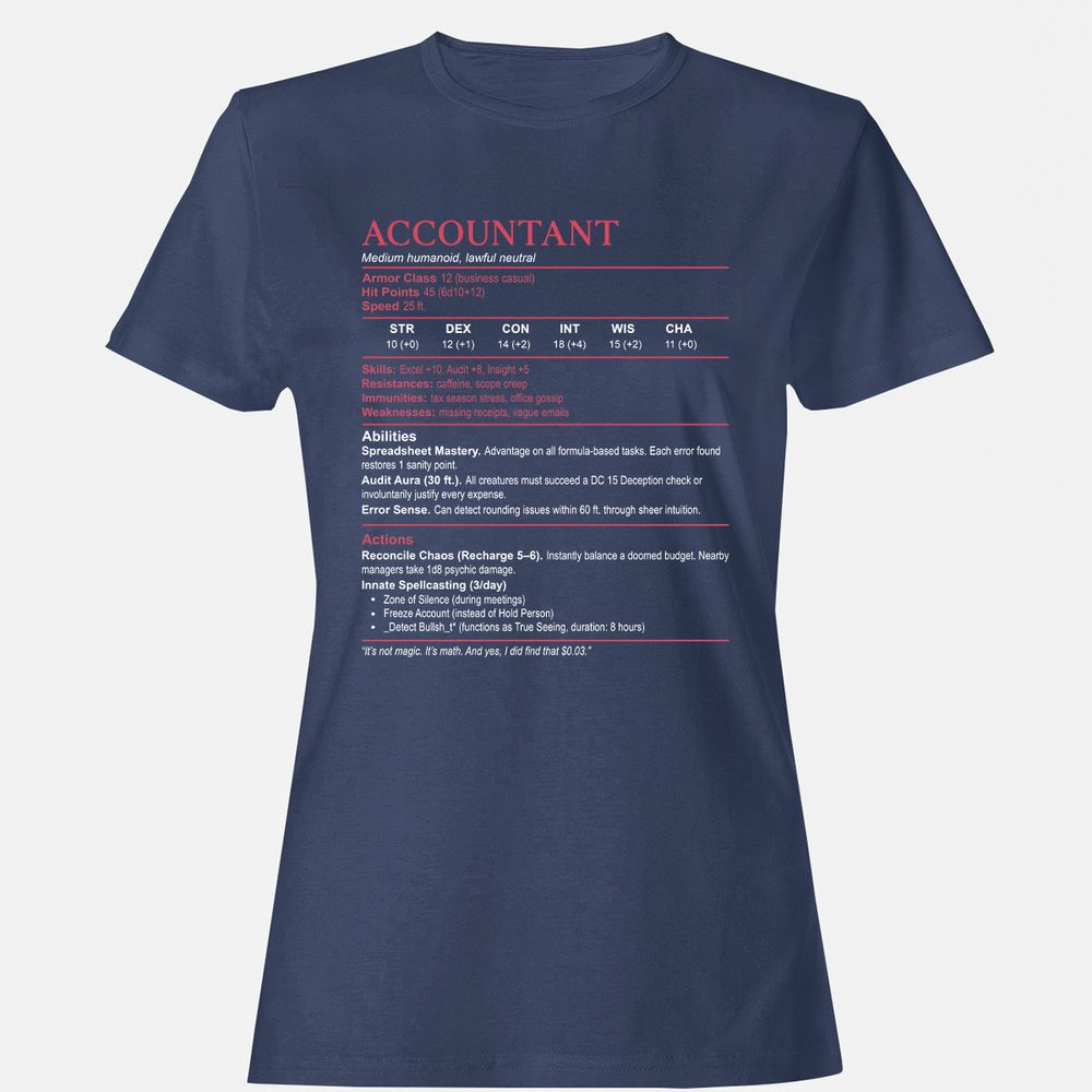 Accountant Stats Women's T-Shirt - Navy - 10