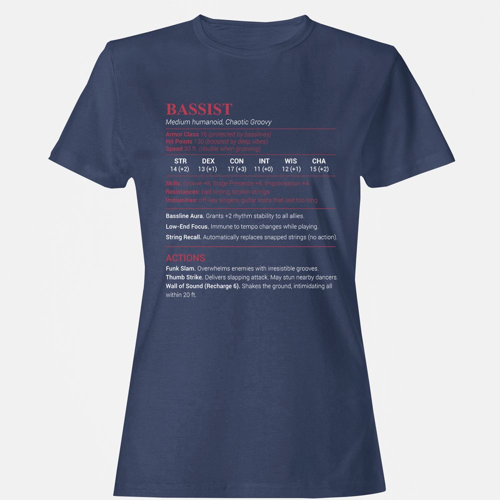 Bassist Stats Women's T-Shirt - Navy - 10